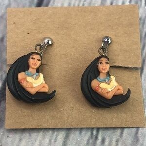 Disney Pocahontas drop dangle chunky statement clip on earrings